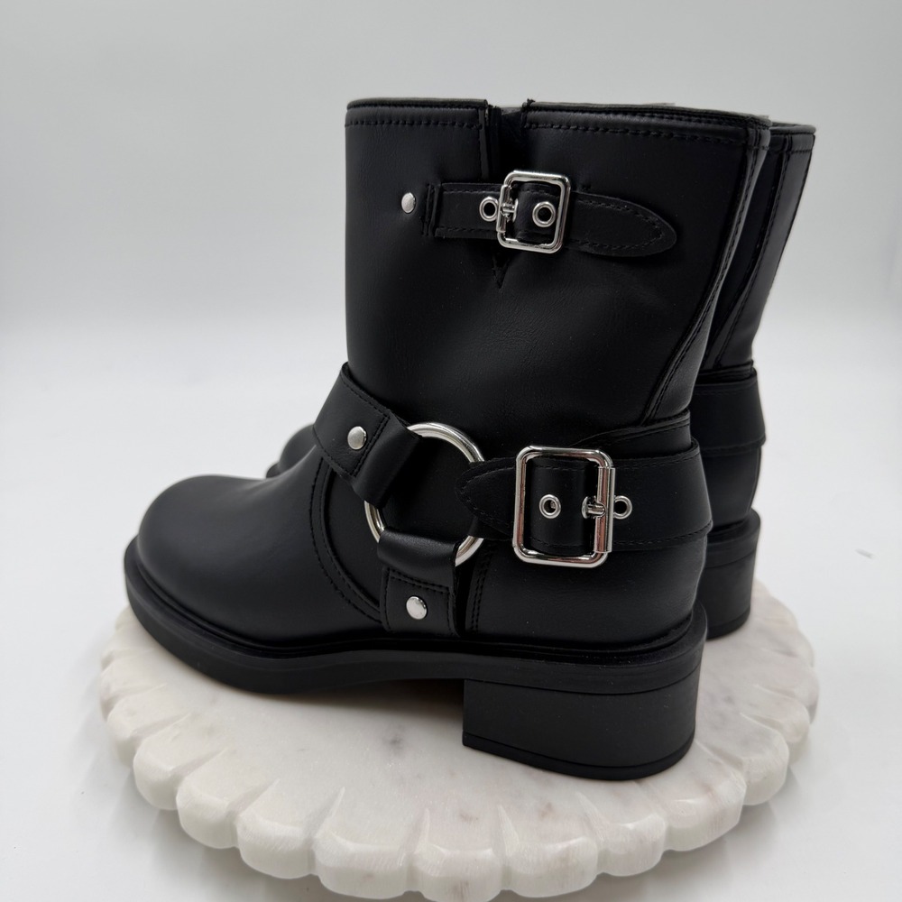Universal Thread Womens Black Moto Harness Boots Memory Foam Size 7 NEW